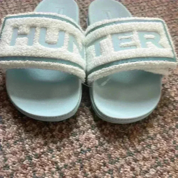 Hunter Eva slide sandals blue & baby blue terry cloth size 5 - Picture 3 of 4